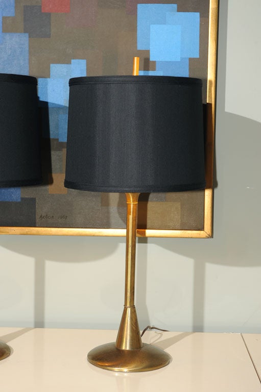 American Unlacquered Brass 1950's Table Lamps