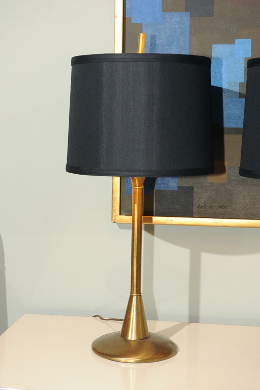 Mid-20th Century Unlacquered Brass 1950's Table Lamps