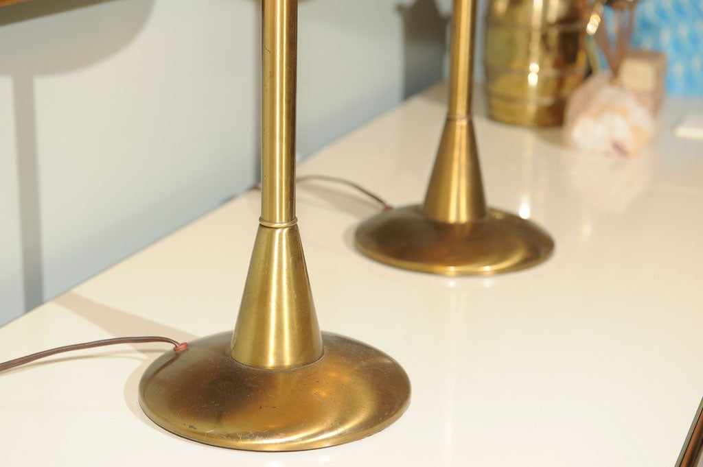 Unlacquered Brass 1950's Table Lamps 3