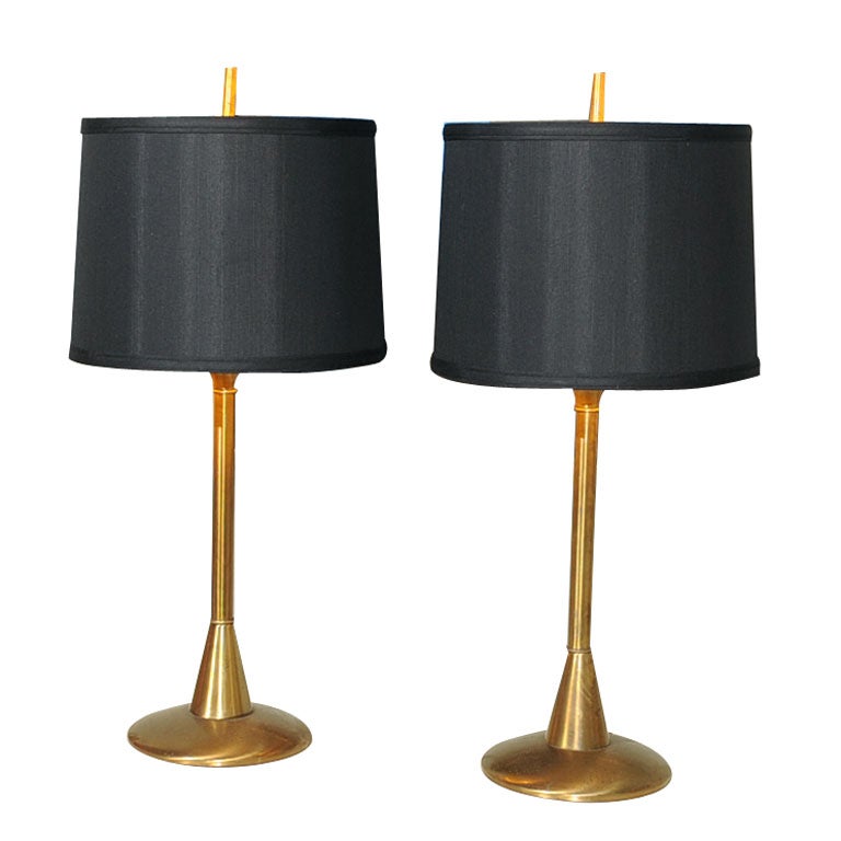 Vintage Unlacquered Brass 1950's Table Lamps