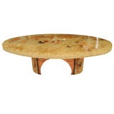 Resin and copper cocktail table with interior floral detail