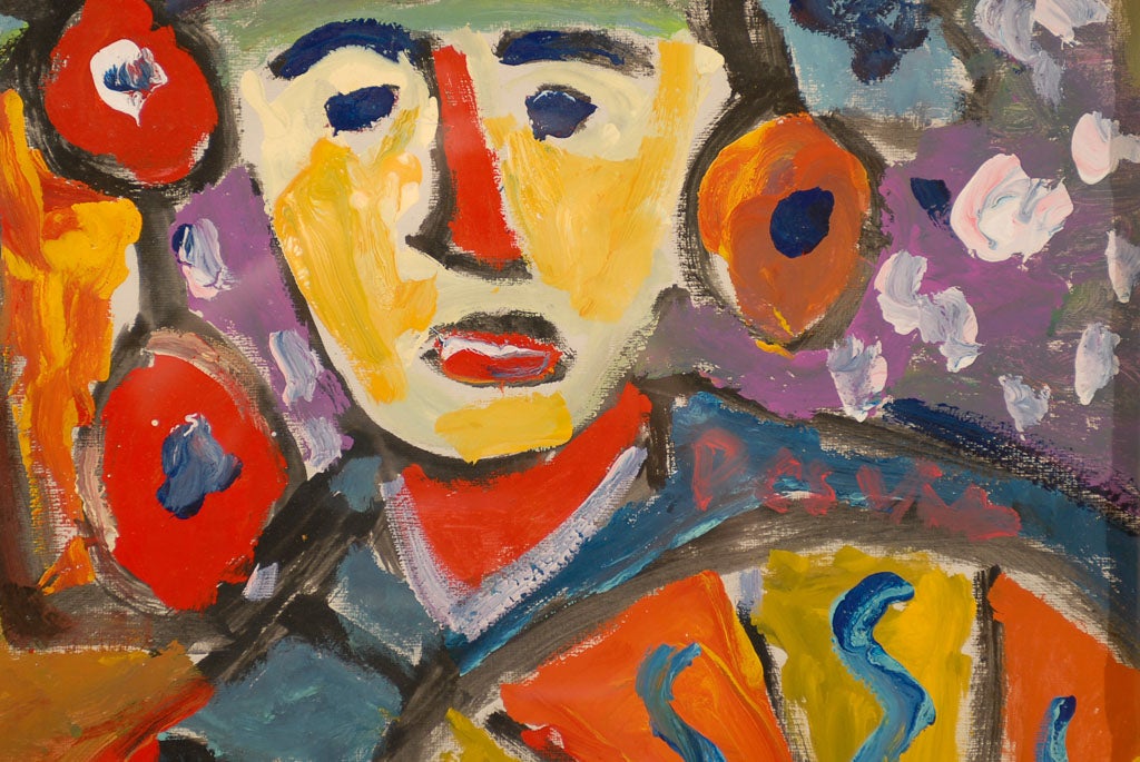 20th Century Fauvist Oil on Board Abstract Painting by Hungarian Artist Miklos Nemeth For Sale