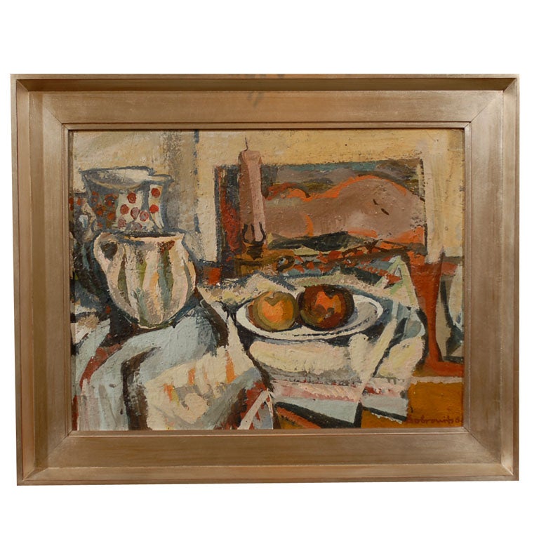 Hungarian Still Life, Ferenc Dobrints, Framed Oil on Canvas For Sale