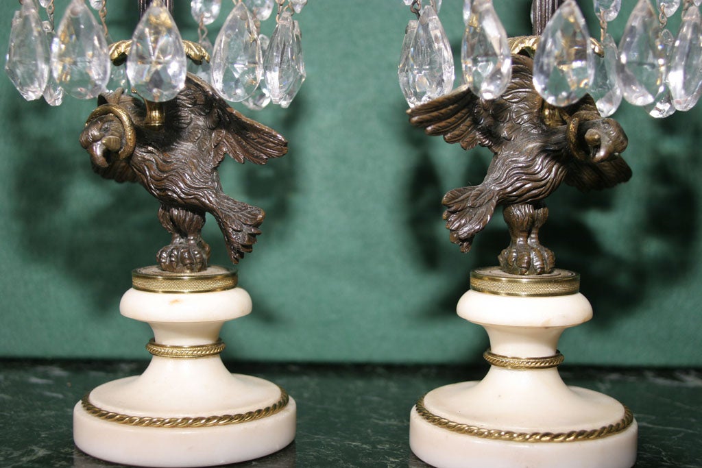 Early 19th Century Regency Bronze and Ormolu Candlesticks on Marble Bases. English, Circa 1810 For Sale
