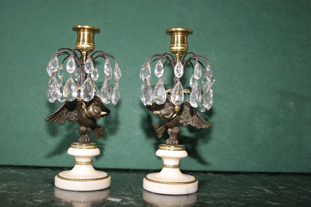 Regency Bronze and Ormolu Candlesticks on Marble Bases. English, Circa 1810 For Sale 5