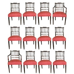 Set of 12 antique mahogany George III dining chairs, c.1795