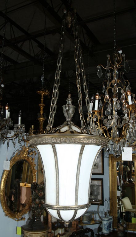 Hanging Lantern with Slag Glass