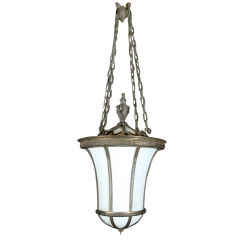 Hanging Lantern with Slag Glass
