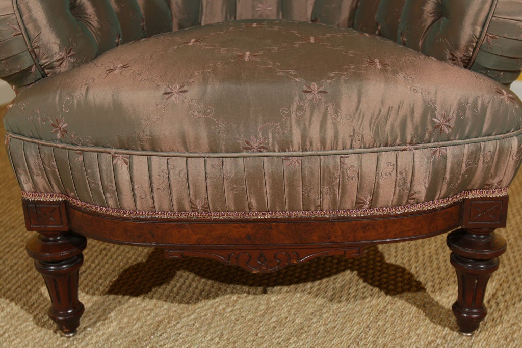 Late 19th century Fabulously Silk Upholstered Library Chair 2