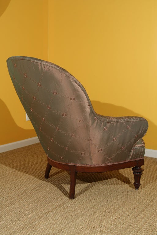 Late 19th century Fabulously Silk Upholstered Library Chair 4