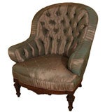 Late 19th century Fabulously Silk Upholstered Library Chair