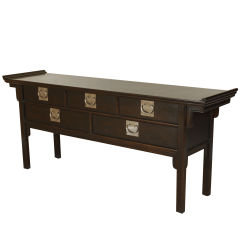 Mid-Century Ebonized Chinese Console Credenza