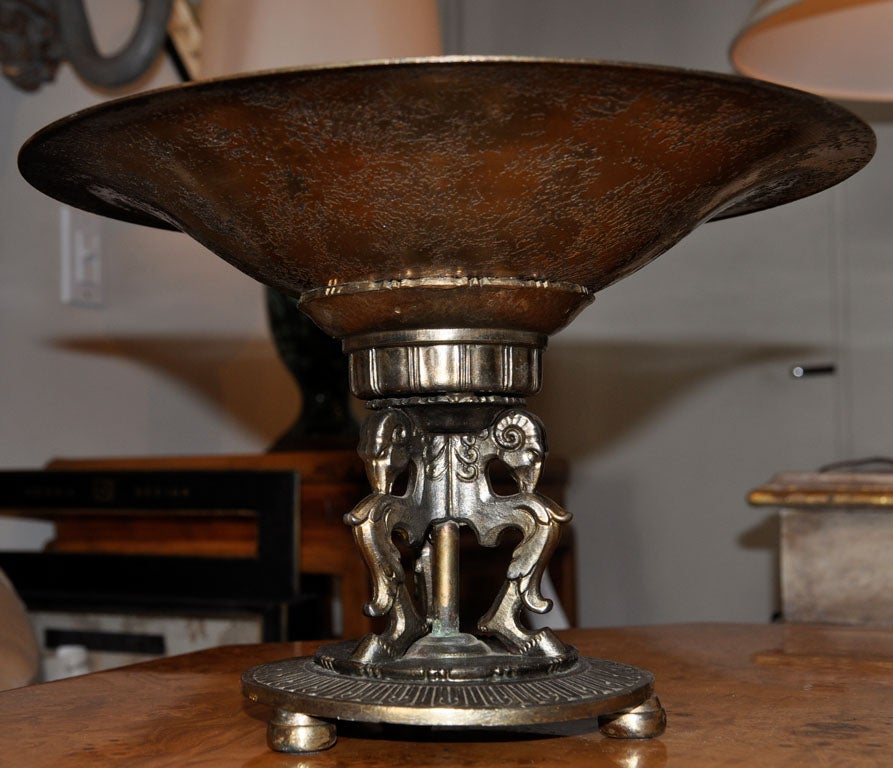 Mid-20th Century Bronze Compote by Oscar Bach