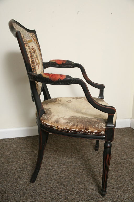 Neoclassical Pair of Elegant Armchairs with Shield Backrest For Sale 1