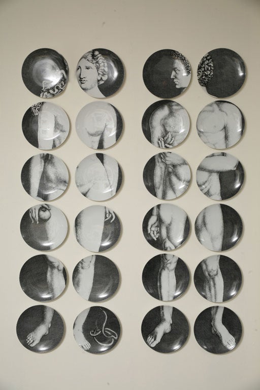 Adam & Eve created by Piero Fornasetti Entire Collection of 24 plates. Rare to come by! Each plate is 10