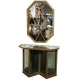 Elegant Neo Classic Crossbanded Mirror and Console