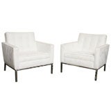Pure White Ultra Suede Pair of Classic Chairs by KNOLL