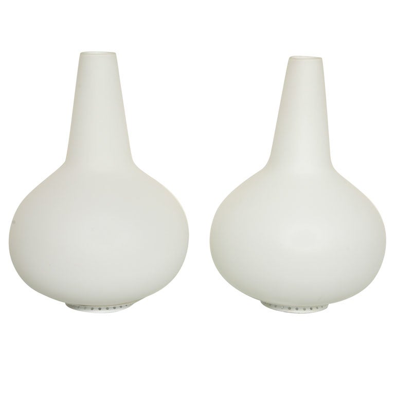 Pair of Fontana Arte Glass Lamps Designed by Max Ingrand & Pietro Raimondi Italy For Sale
