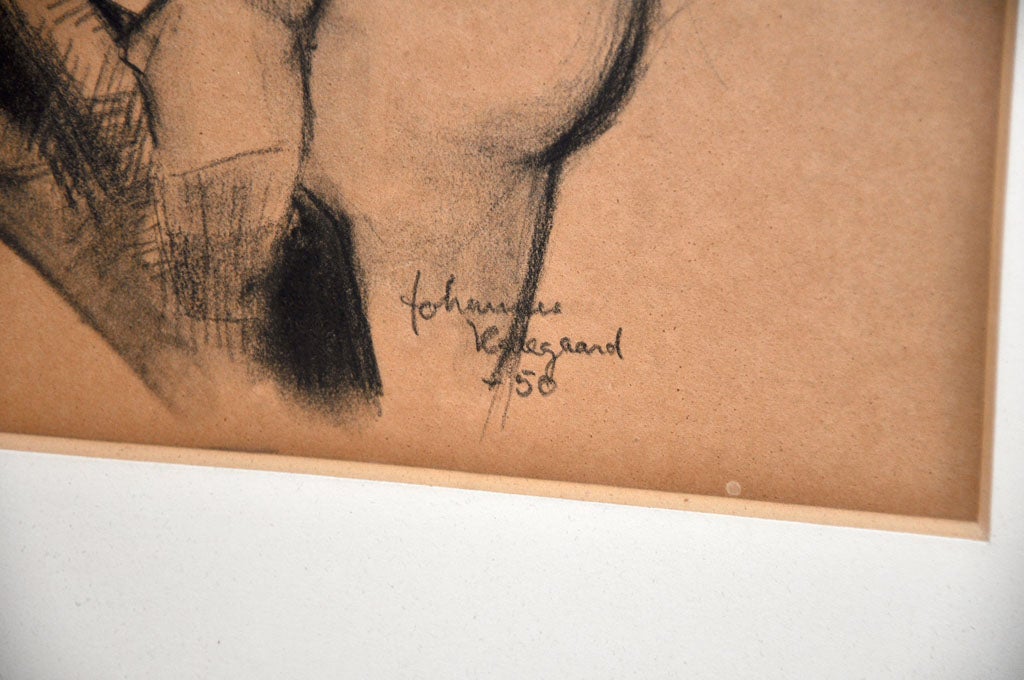 Mid-20th Century REMARKABLE CHARCOAL NUDE BY JOHANNES HEDEGAARD, c. 1950 For Sale