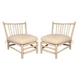 Pair of Wood Round Slat Chairs