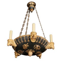 Rare Austrian Empire parcel gilt and painted wood chandelier.