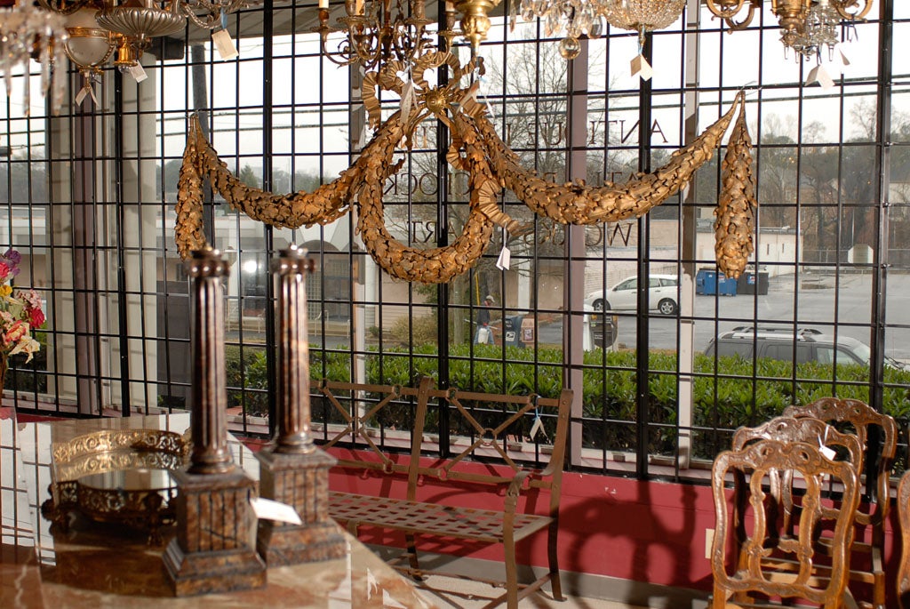 Magnificent gilded all iron wreath and garland, superb out of this world iron-work