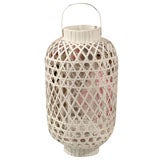 Large White Basket Weave Lantern