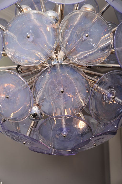 Iridescent Pink Vistosi Sputnik Chandelier in chrome finish