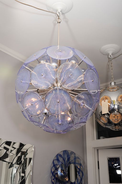 Chrome Iridescent Pink Vistosi Sputnik Chandelier