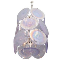 Iridescent Pink Vistosi Disc Chandelier
