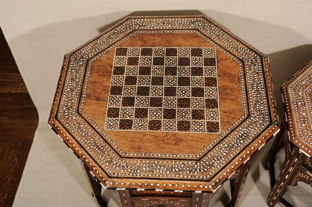 Anglo Indian Ivory Inlaid Octagonal Tables, Late 19th Century