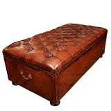 Victorian Tufted Leather Lift Top Ottoman, Late 19th Century