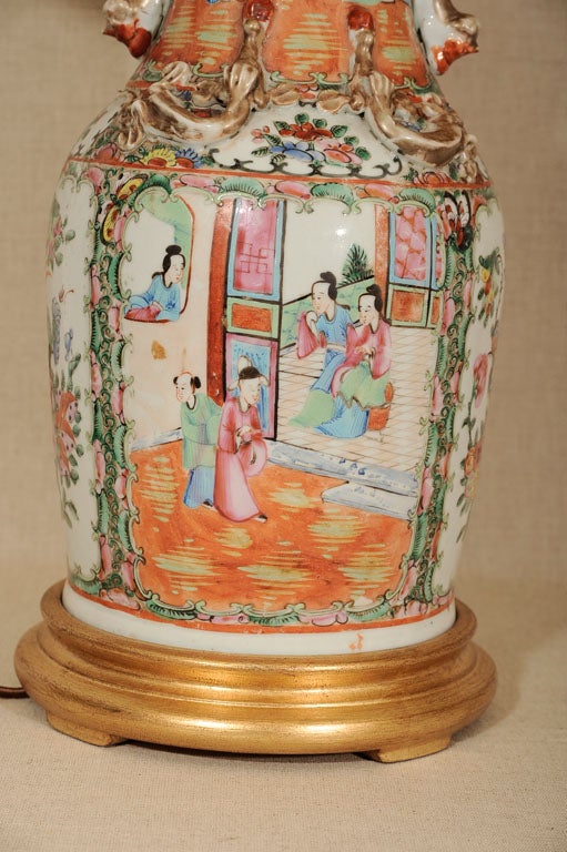 Pair Chinese Famille Rose Vases, Now Wired as Lamps 1