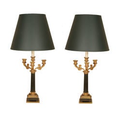 Pair Wm IV Gilt Bronze Candelabra Lamps, England, c. 1825 Pair Wm IV Gilt Bronze Candelabra Lamps, England, c. 1825