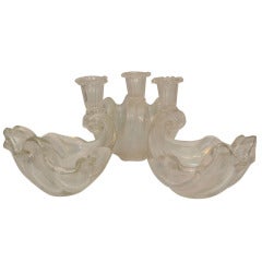 Set of Three Sculptural Glass Bowls by Barovier