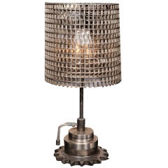 Used BEDFORD STEEL TABLE LAMP WITH CONVEYOR SHADE