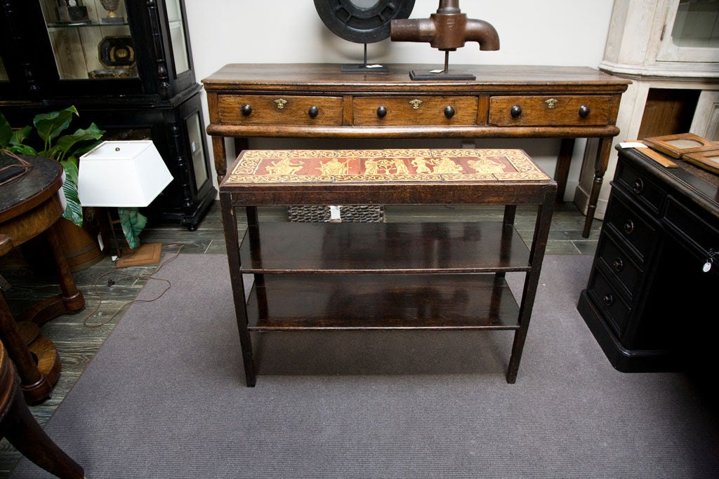 An English Tile Top Bookcase or Sideboard in Oak, Circa 1820