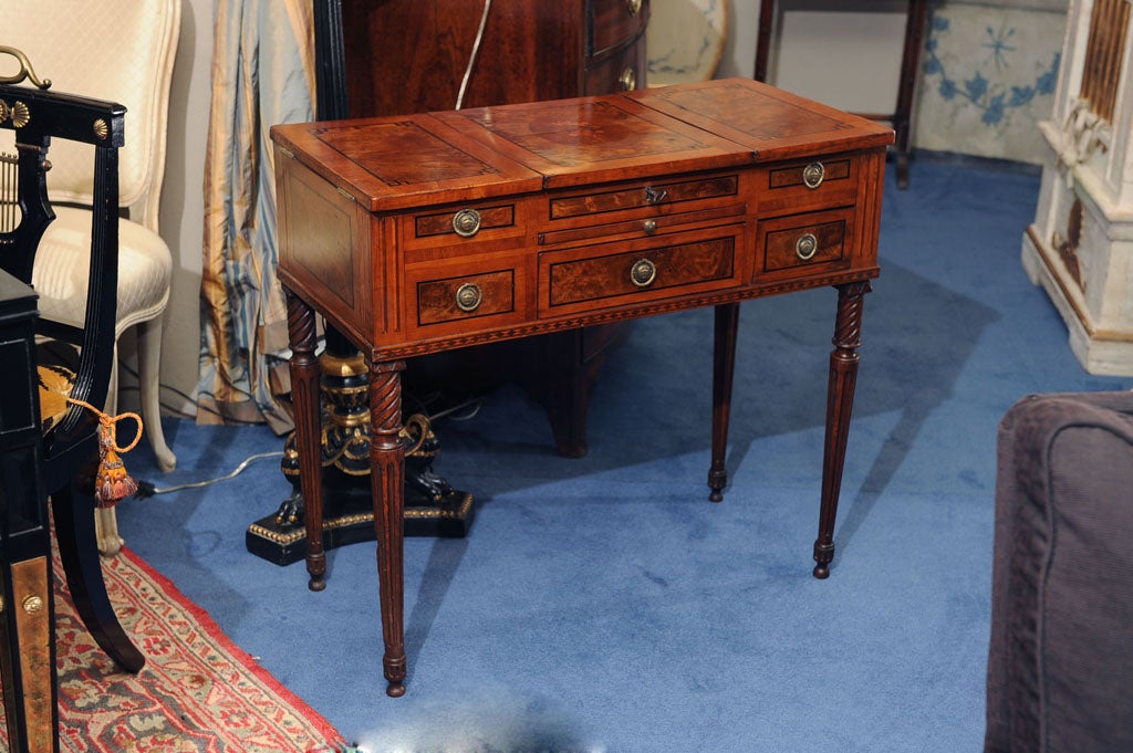 Italian Neoclassical Inlaid Walnut Dressing/Writing Table