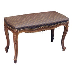 Louis XV Style Parcel Gilt with Vuitton Upholstery Bench