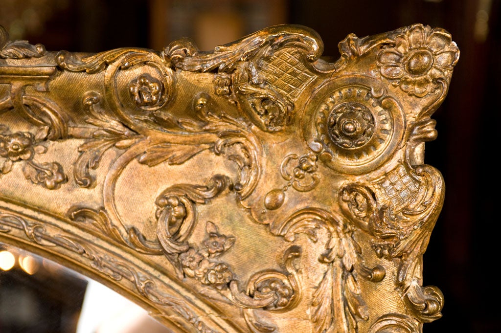 French Elaborately Carved Gilt Mirror For Sale