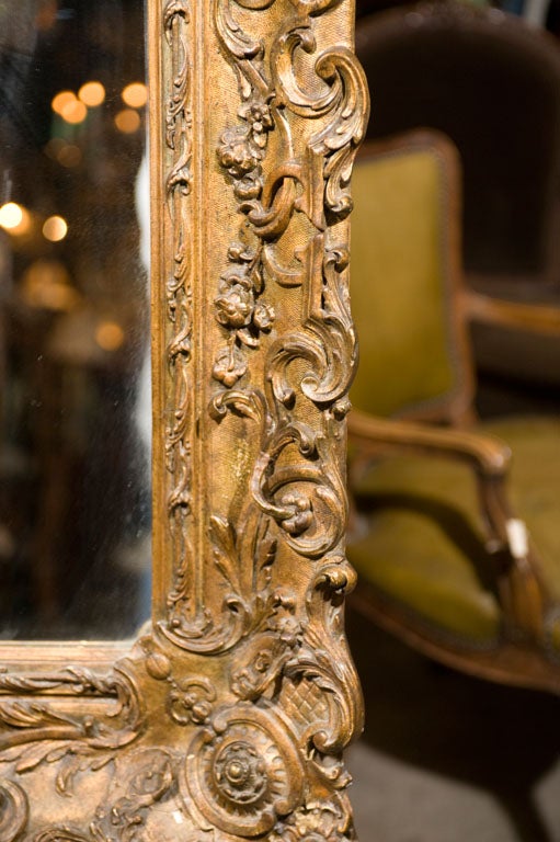Elaborately Carved Gilt Mirror For Sale 1