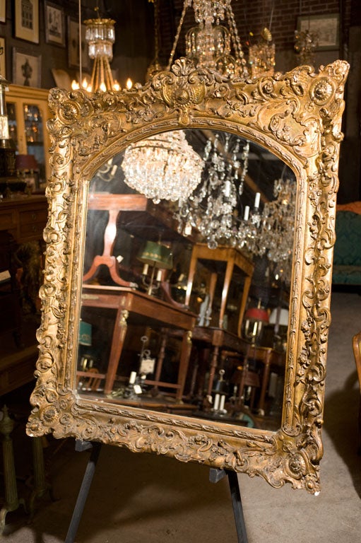 Elaborately Carved Gilt Mirror For Sale 3