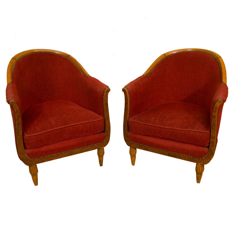 Pr. French Art Deco Armchairs For Sale