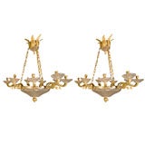 Pr. Cut Crystal and Gilt Bronze Empire Style Chandeliers