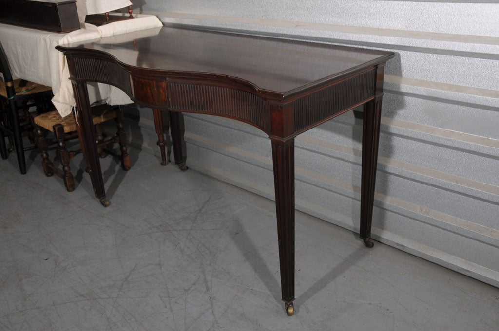 Edwardian Serpentine Console Table of Mahogany with Tapered Legs