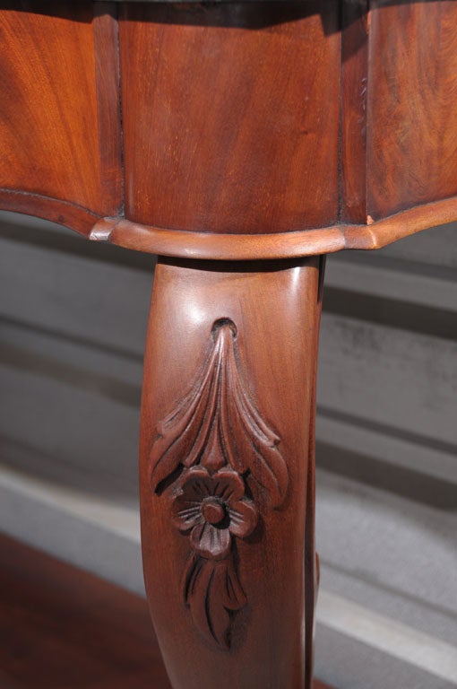 Italian Serpentine Console of Mahogany with Marble Top from Italy For Sale