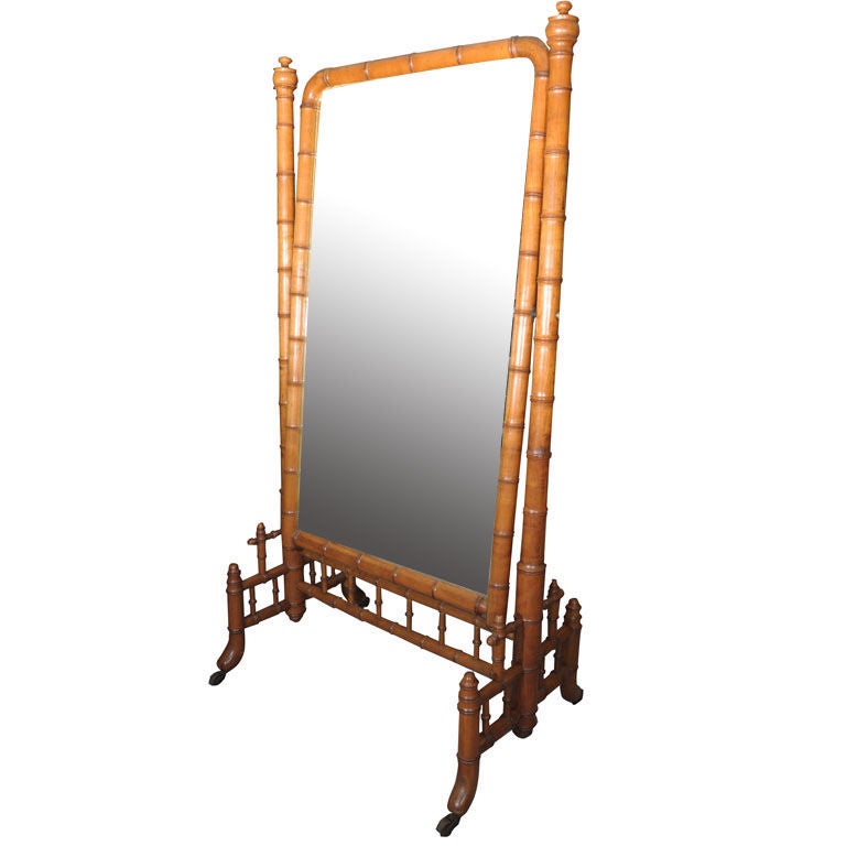 Faux Bamboo Cheval Mirror (on Casters)