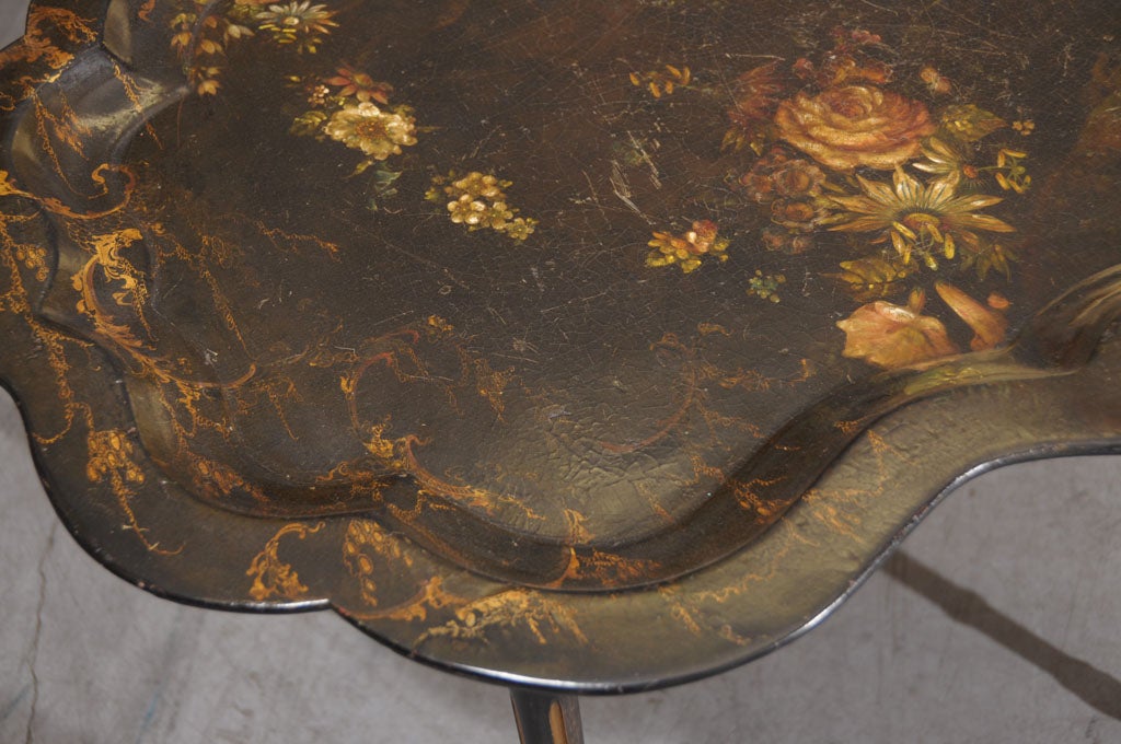 Gilt Tray Table of Japan-Lacquered Papier Mache (Tray on Stand)