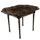 Antique Tray Table of Japan-Lacquered Papier Mache (Tray on Stand)