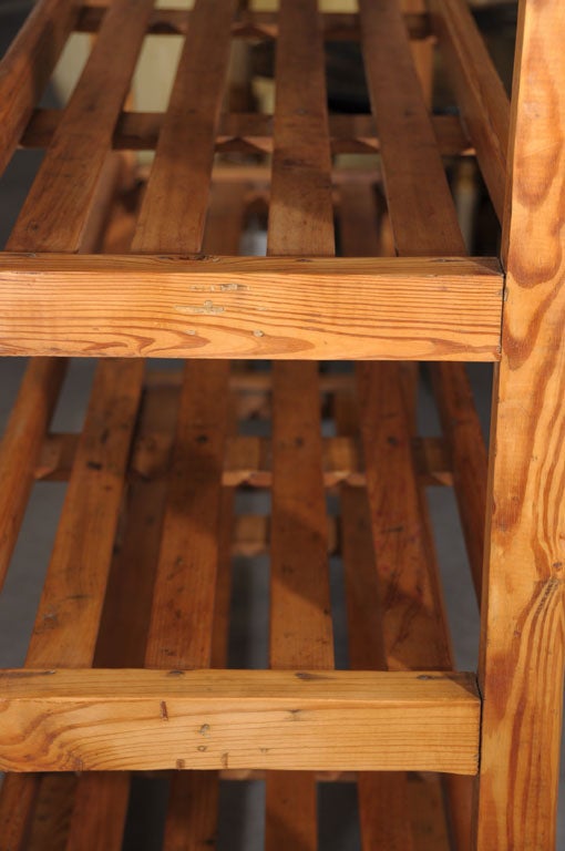 Rolling Trolley (Display Cart) with Slatted Shelves of Long Pine 2